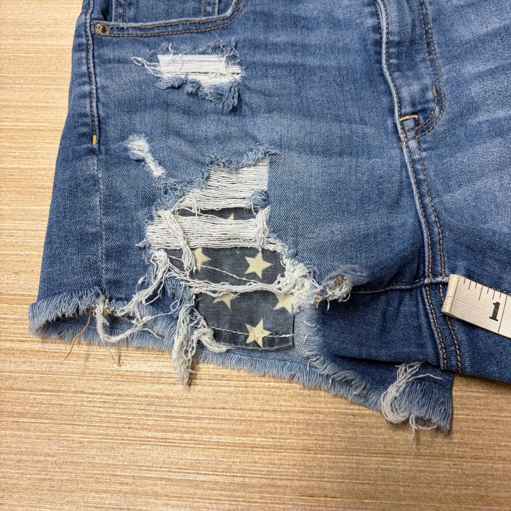 American Eagle Next Level Stretch Hi-Rise Shortie Womens 8 Distressed USA Ripped - Picture 7 of 9